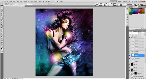 Photoshop设计绚丽光效装饰的美女海报