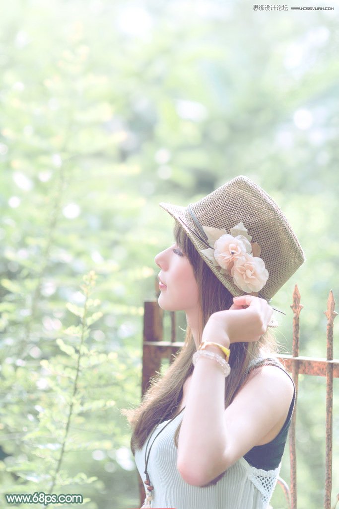 Photoshop调出春季女孩淡淡的甜美色调