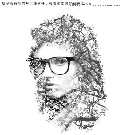 Photoshop制作人物与树木的双重曝光效果