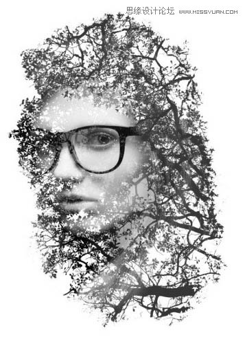 Photoshop制作人物与树木的双重曝光效果