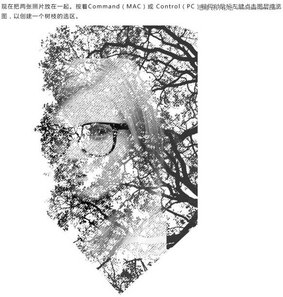 Photoshop制作人物与树木的双重曝光效果