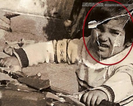 Photoshop修复严重损毁的老照片