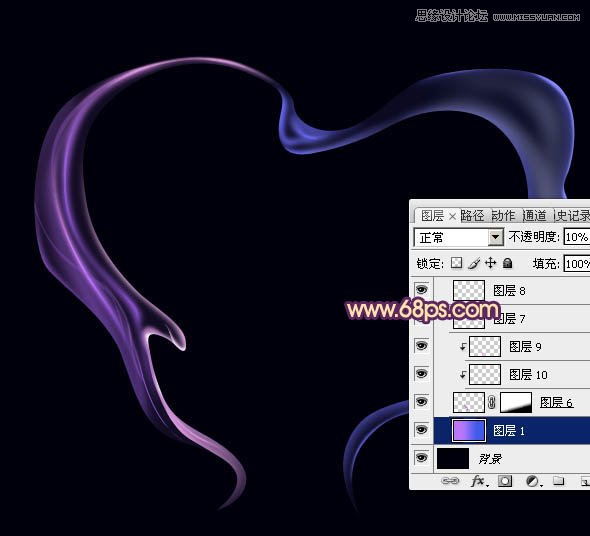 Photoshop绘制烟雾组成创意心形教程