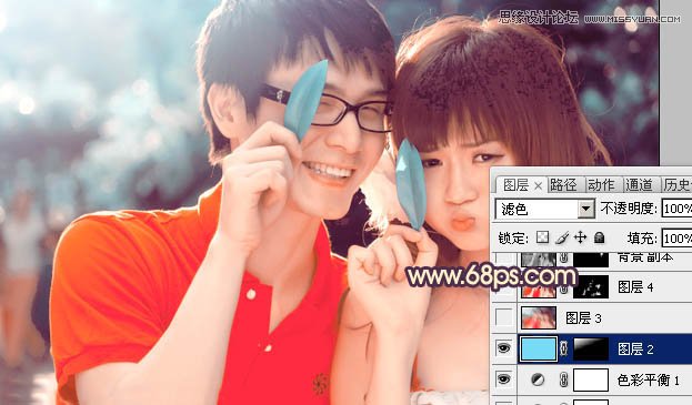 Photoshop调出可爱情侣照片唯美通透肤色