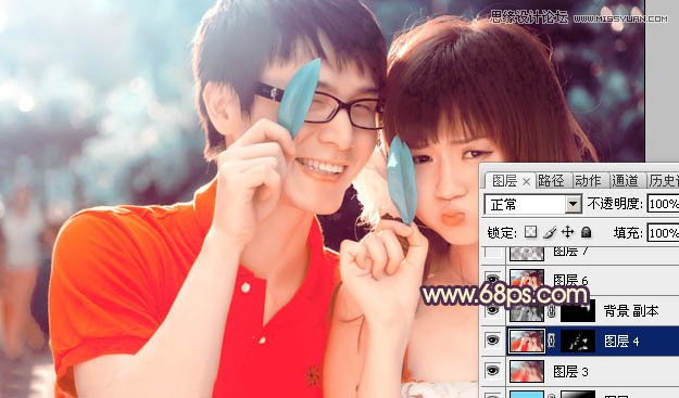 Photoshop调出可爱情侣照片唯美通透肤色