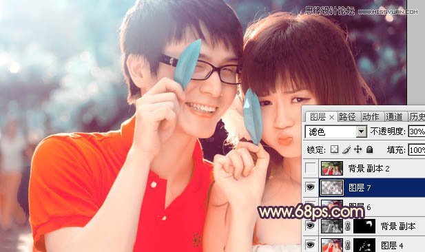 Photoshop调出可爱情侣照片唯美通透肤色