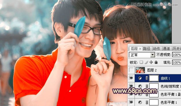 Photoshop调出可爱情侣照片唯美通透肤色