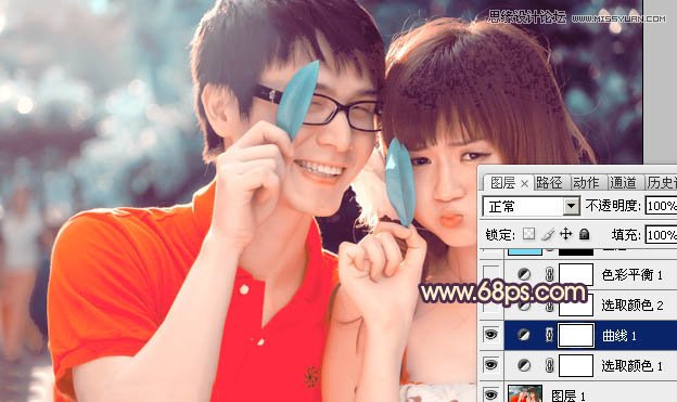 Photoshop调出可爱情侣照片唯美通透肤色