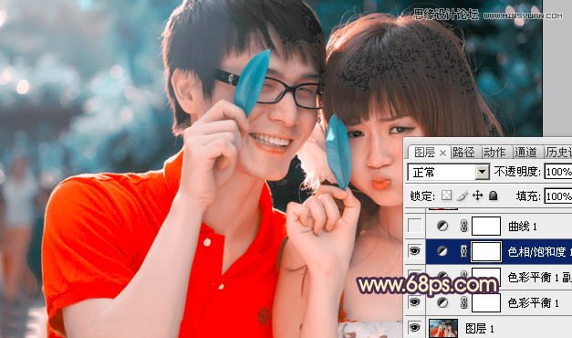 Photoshop调出可爱情侣照片唯美通透肤色