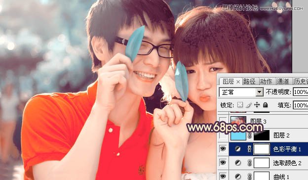 Photoshop调出可爱情侣照片唯美通透肤色