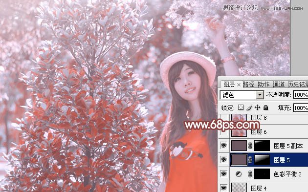 Photoshop调出女孩照片另类的淡红色调