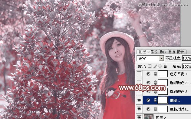 Photoshop调出女孩照片另类的淡红色调