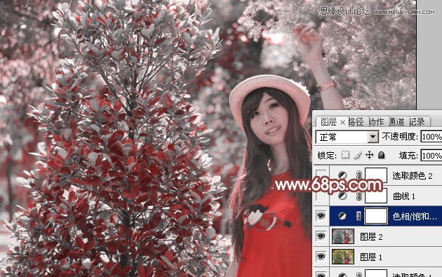 Photoshop调出女孩照片另类的淡红色调