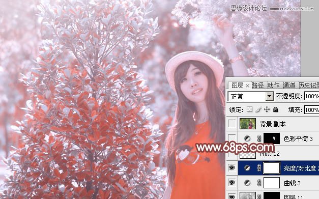 Photoshop调出女孩照片另类的淡红色调