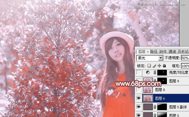 Photoshop调出女孩照片另类的淡红色调