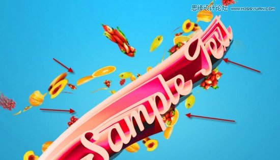 Photoshop轻松设计3D水果效果艺术字教程