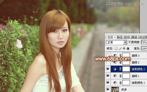 Photoshop调出路边美女朦胧柔美效果