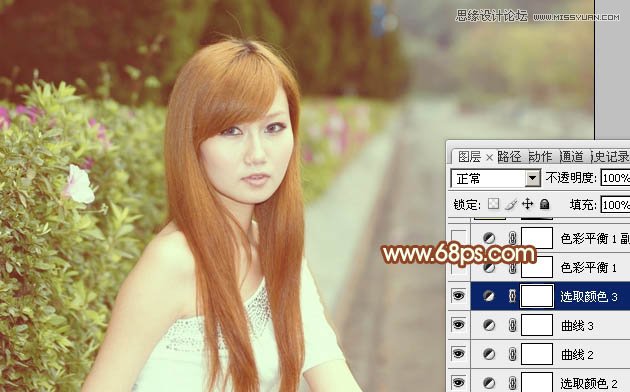 Photoshop调出路边美女朦胧柔美效果