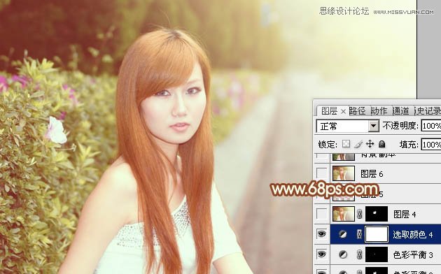 Photoshop调出路边美女朦胧柔美效果