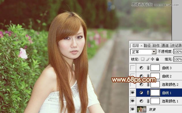 Photoshop调出路边美女朦胧柔美效果