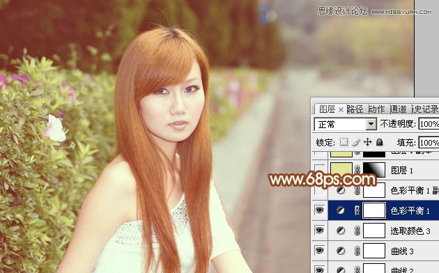 Photoshop调出路边美女朦胧柔美效果