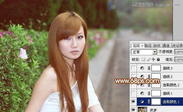 Photoshop调出路边美女朦胧柔美效果