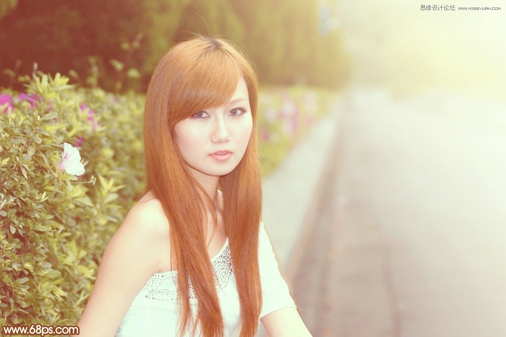 Photoshop调出路边美女朦胧柔美效果