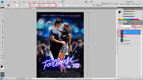 Photoshop制作重影效果的3D电影海报