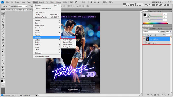 Photoshop制作重影效果的3D电影海报