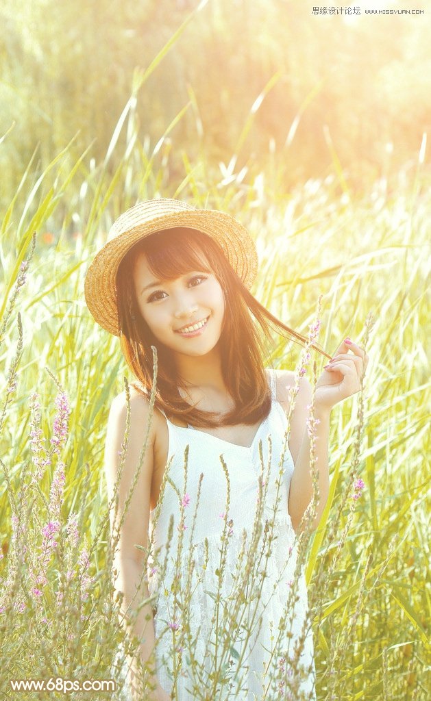Photoshop调出草丛女孩唯美逆光效果