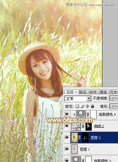 Photoshop调出草丛女孩唯美逆光效果