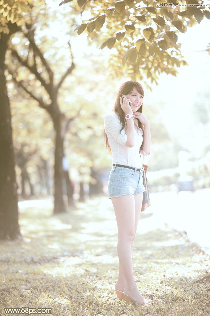 Photoshop调出公园美女秋季唯美黄色调