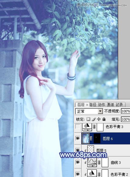 Photoshop调出外景美女梦幻蓝色调