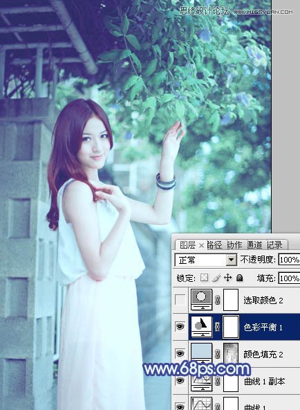 Photoshop调出外景美女梦幻蓝色调