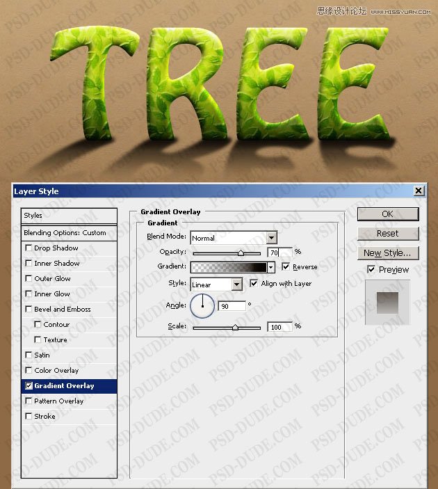 Photoshop制作超酷的树藤装饰立体字教程