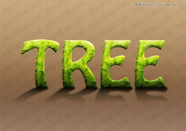 Photoshop制作超酷的树藤装饰立体字教程