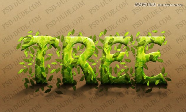 Photoshop制作超酷的树藤装饰立体字教程