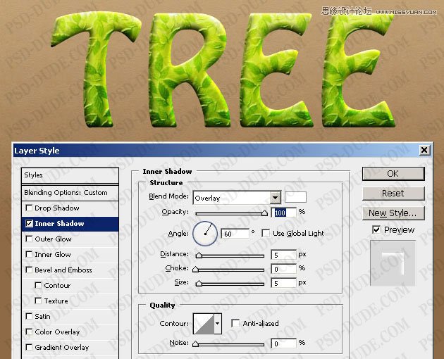 Photoshop制作超酷的树藤装饰立体字教程