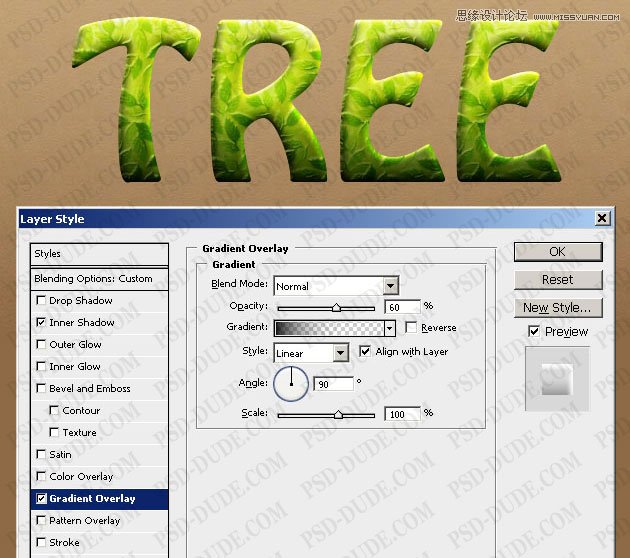 Photoshop制作超酷的树藤装饰立体字教程