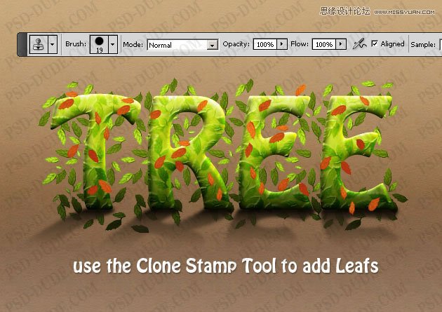 Photoshop制作超酷的树藤装饰立体字教程