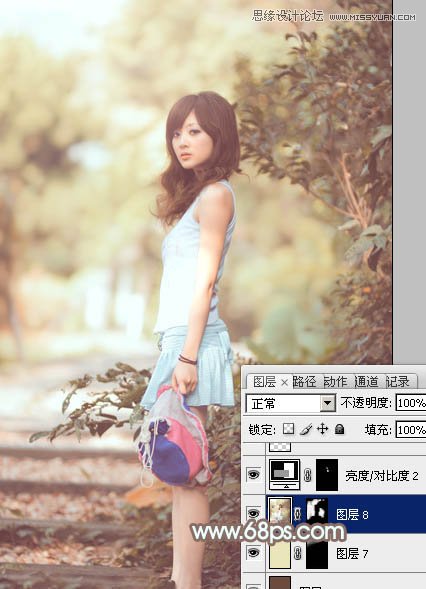 Photoshop调出果子美女照片淡淡的黄色调