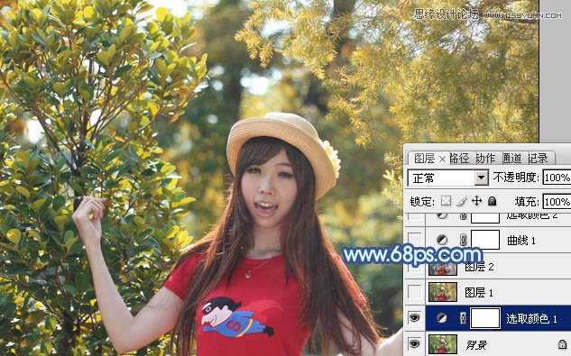 Photoshop调出林中美女梦幻的紫色效果