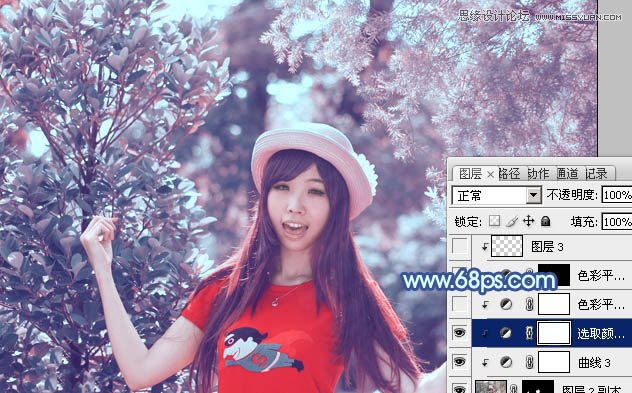 Photoshop调出林中美女梦幻的紫色效果