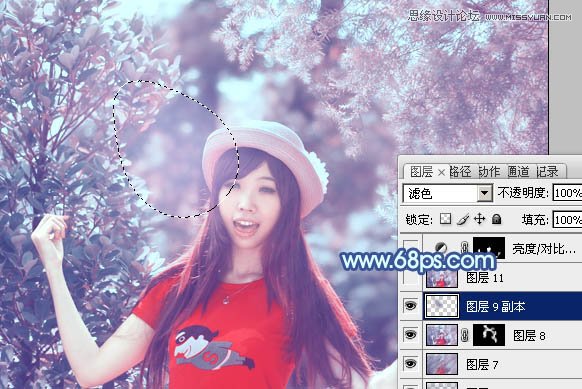 Photoshop调出林中美女梦幻的紫色效果