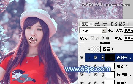 Photoshop调出林中美女梦幻的紫色效果