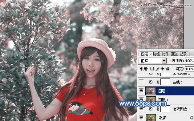 Photoshop调出林中美女梦幻的紫色效果