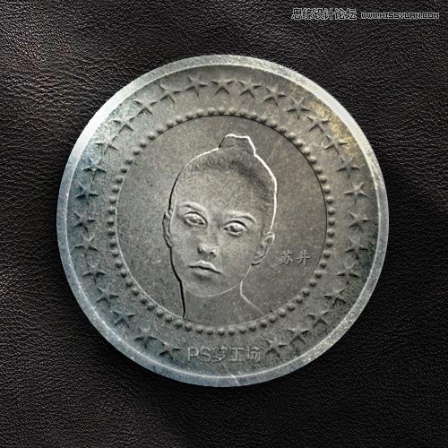 Photoshop制作颓废生锈效果的金属硬币