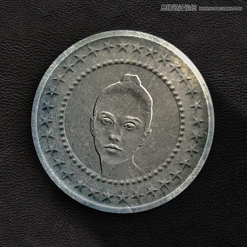 Photoshop制作颓废生锈效果的金属硬币