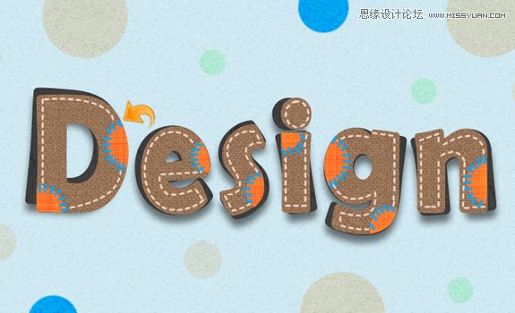 Photoshop制作可爱的纺织面料文字特效