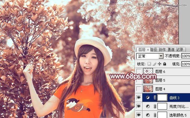 Photoshop调出搞怪女孩唯美的淡红效果